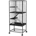 Load image into Gallery viewer, Small Animal Cage with Wheels, Pet Playpen for Rat, Kitten, Ferrets, Chinchillas with Bottom Storage Shelf, Removable Tray, Ramp, 24.2" x 17.9" x 53.5", Dark Grey