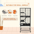 Load image into Gallery viewer, Ferret Cage Rolling Small Animal Cage 4 Levels Pet Cage 136cm Height for Chinchillas, Squirrels with 3 Doors, Storage Shelf, Tray, Bowl, Water Bottle, Ramps - Charcoal Grey