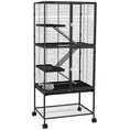 Load image into Gallery viewer, Ferret Cage Rolling Small Animal Cage 4 Levels Pet Cage 136cm Height for Chinchillas, Squirrels with 3 Doors, Storage Shelf, Tray, Bowl, Water Bottle, Ramps - Charcoal Grey