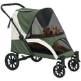 Load image into Gallery viewer, Dog Stroller, Easy Folding Pet Stroller for Large Dogs, Puppy Pram Pet Pushchair with 4 Big Wheels, Shock-Absorbing Frame, Safety Leashes, Brakes, Dark Green