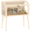 Load image into Gallery viewer, Wooden Hamster Cage, Gerbil Cage with Openable Top, Seesaws, Platforms, Water Bottle, Hamster Habitat with Transparent Viewing for Syrian, Dwarf, Rats, 43.3" x 20.5" x 39.8"