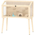 Load image into Gallery viewer, Wooden Hamster Cage, Gerbil Cage with Openable Top, Seesaws, Platforms, Water Bottle, Hamster Habitat with Transparent Viewing for Syrian, Dwarf, Rats, 43.3" x 20.5" x 39.8"