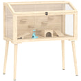 Load image into Gallery viewer, Wooden Hamster Cage, Gerbil Cage with Openable Top, Seesaws, Platforms, Water Bottle, Hamster Habitat with Transparent Viewing for Syrian, Dwarf, Rats, 43.3" x 20.5" x 39.8"