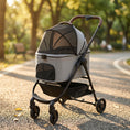 Load image into Gallery viewer, Dog Stroller, 3 in 1 Foldable Pet Stroller for Small Puppy Cat with Detachable Travel Carrier, 4 Wheels Dog Pram with Storage Basket, Seat Leashes, Mesh Window, Grey