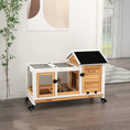 Load image into Gallery viewer, Wooden Rabbit Hutch with Wheels, Guinea Pig Cage, Small Animal House for Outdoor & Indoor with Slide-out Tray, 108 x 58 x 73.5cm, Yellow