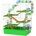 Load image into Gallery viewer, 5 Tier Hamster Cage, Gerbil Cage with Tube, Water Bottle, Exercise Wheel, Food Dish, 59L x 36W x 69H cm - Green