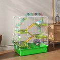 Load image into Gallery viewer, PawHut Extra Large 23" Hamster Cage with Tubes and Tunnels, Portable Carry Handles, Rat House and Habitats Big 5-Tier Design, Mouse Cage Includes Exercise Wheel, Water Bottle, Food Dish, Green