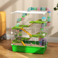 Load image into Gallery viewer, 5 Tier Hamster Cage, Gerbil Cage with Tube, Water Bottle, Exercise Wheel, Food Dish, 59L x 36W x 69H cm - Green