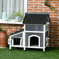 Load image into Gallery viewer, PawHut Outdoor Cat House with Weather-resistant Roof & Garden Bed, Outdoor Cat Shelter Enclosure with Multiple Entrances, Modern Cat Furniture Hideout, Cat Gifts, Gray