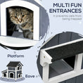 Load image into Gallery viewer, PawHut Outdoor Cat House with Weather-resistant Roof & Garden Bed, Outdoor Cat Shelter Enclosure with Multiple Entrances, Modern Cat Furniture Hideout, Cat Gifts, Gray