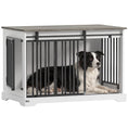 Load image into Gallery viewer, Dog Crate Furniture, 100 cm Wooden Dog Kennel Indoor Double Door with Sliding Barn Door, Decorative Pet Kennel End Side Table for Large Breeds, White
