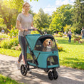 Load image into Gallery viewer, Dog Stroller, 3 Wheels Pet Stroller with Dual Entry, Easy One-Click Quick Fold, Mesh Windows, Washable Cushion, Pet Travel Buggy for Small and Medium Dogs and Cats, Dark Green