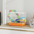 Charger l'image dans la visionneuse de la galerie, 18"L Hamster Cage, Small Animal House, 2-Level Rat Gerbil Haven with Tunnel Tube System, Exercise Wheel, Water Bottle, Food Dish, Ramp, Orange