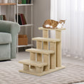 Load image into Gallery viewer, 4-Step Multi-Level Carpeted Cat Scratching Post Pet Stairs, Cream White