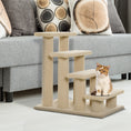 Load image into Gallery viewer, 4-Step Multi-Level Carpeted Cat Scratching Post Pet Stairs, Cream White