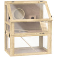 Load image into Gallery viewer, PawHut Wooden Hamster Cage, 3 Tier Small Animal Cage with Detachable 12.6" Deep Bottom, Hut, Seesaw, Exercise Wheel, Ramps, Hamster Habitat for Dwarf, Gerbil, 24" x 16" x 29.5"