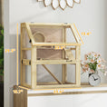 Load image into Gallery viewer, PawHut Wooden Hamster Cage, 3 Tier Small Animal Cage with Detachable 12.6" Deep Bottom, Hut, Seesaw, Exercise Wheel, Ramps, Hamster Habitat for Dwarf, Gerbil, 24" x 16" x 29.5"