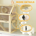 Load image into Gallery viewer, Wooden Hamster Cage, 3 Tier Gerbil Cage with Detachable 32cm Deep Bottom, Hut, Seesaw, Exercise Wheel, Ramps, Natural Wood Finish
