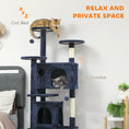 Load image into Gallery viewer, 63" Cat Tree, Cat Tower for Indoor Cats with Scratching Posts, Cat Condos, Bed, Platforms, Ramp, Toy Ball, Cat Activity Center, Dark Blue