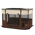 Load image into Gallery viewer, Dog Pen, Pet Playpen, Portable Foldable Dog Cat Playpen Soft Pet Cage with Storage Bag for Puppies, Rabbits, Kittens, Guinea Pigs, 84 x 64 x 53cm - Brown