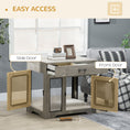 Load image into Gallery viewer, PawHut Dog Crate Furniture with Soft Water-Resistant Cushion, Dog Kennel End Table with Drawer, Puppy Crate for Small Dogs Indoor with 2 Doors, Gray