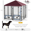 Load image into Gallery viewer, Outdoor Dog Kennel with Rotating Bowl Holders, Dog Run with Water and UV-Resistant Cover for Medium & Small Dogs, Red