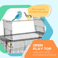 Load image into Gallery viewer, 63" Bird Cage for Budgies Cockatiels Canaries Lovebirds Finches with Rolling Stand, Toys, Removable Tray, Storage Shelf, Black
