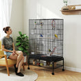 Load image into Gallery viewer, 63" Bird Cage for Budgies Cockatiels Canaries Lovebirds Finches with Rolling Stand, Toys, Removable Tray, Storage Shelf, Black