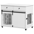 Charger l'image dans la visionneuse de la galerie, Dog Crate Furniture, 39" Dog Kennel Indoor with 2 Storage Drawers, Wheels, Sliding Door, Decorative End Side Table Pet House Cage for Medium and Large Breeds, White