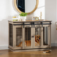 Load image into Gallery viewer, PawHut Dog Crate Furniture with Divider, Dog Crate End Table for Small to Large Dogs, Large Indoor Dog Kennel with Double Doors, 47"W x 23.5"D x 35"H, Oak