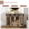 Load image into Gallery viewer, PawHut Dog Crate Furniture with Divider, Dog Crate End Table for Small to Large Dogs, Large Indoor Dog Kennel with Double Doors, 47"W x 23.5"D x 35"H, Oak