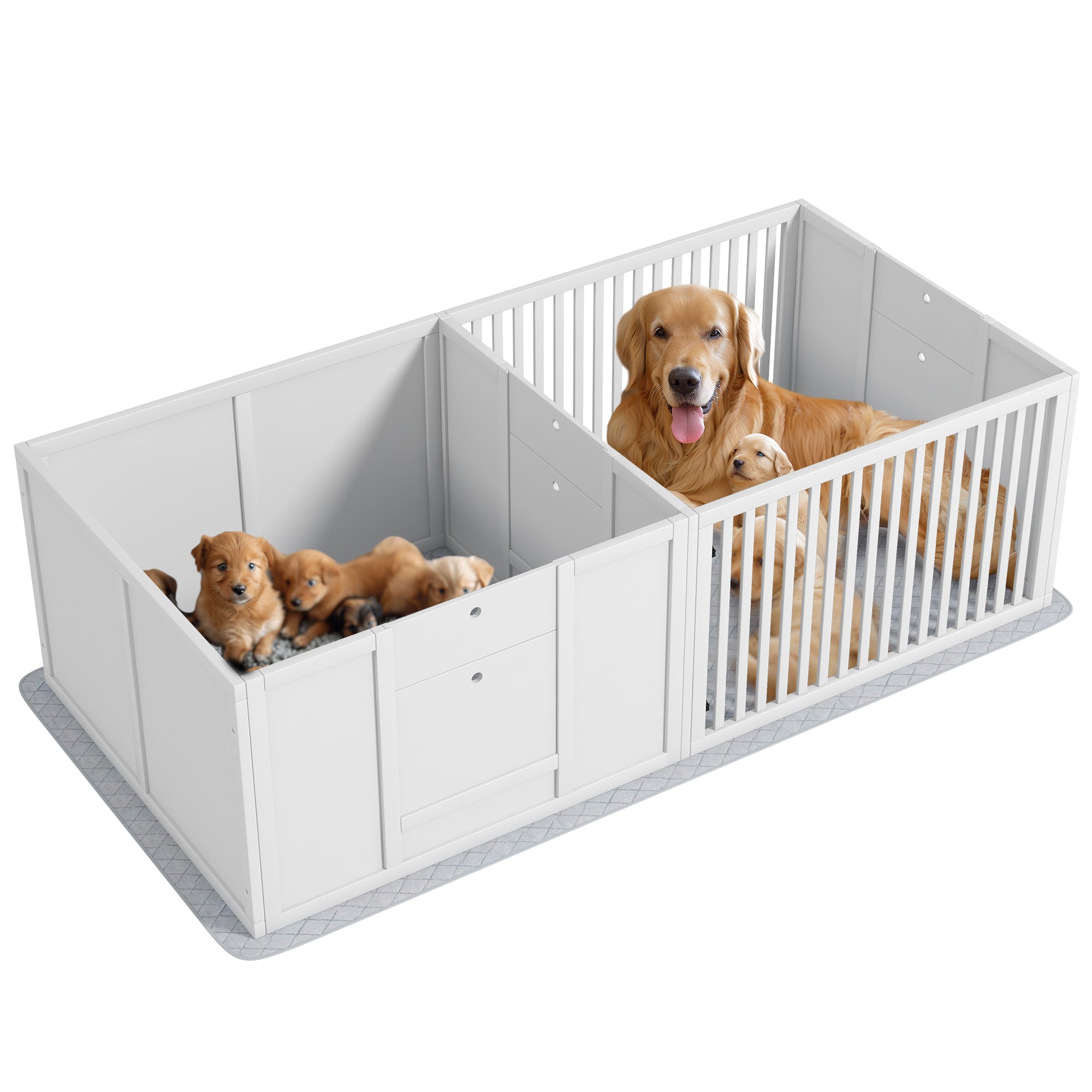 CEIEVER puppybox, 60 cm/75 cm, hondenren, opvouwbaar, met deur, puppyuitloop, hondenhok, hondenrooster, woning voor honden, katten, konijnen, kleine dieren (wit, 186 x 126 x 75 cm, 20 CEIEVER puppybox, 60 cm/75 cm, hondenren, opvouwbaar, met deur, puppyuitloop, hondenhok, hondenrooster, woning voor honden, katten, konijnen, kleine dieren (wit, 186 x 126 x 75 cm, 20