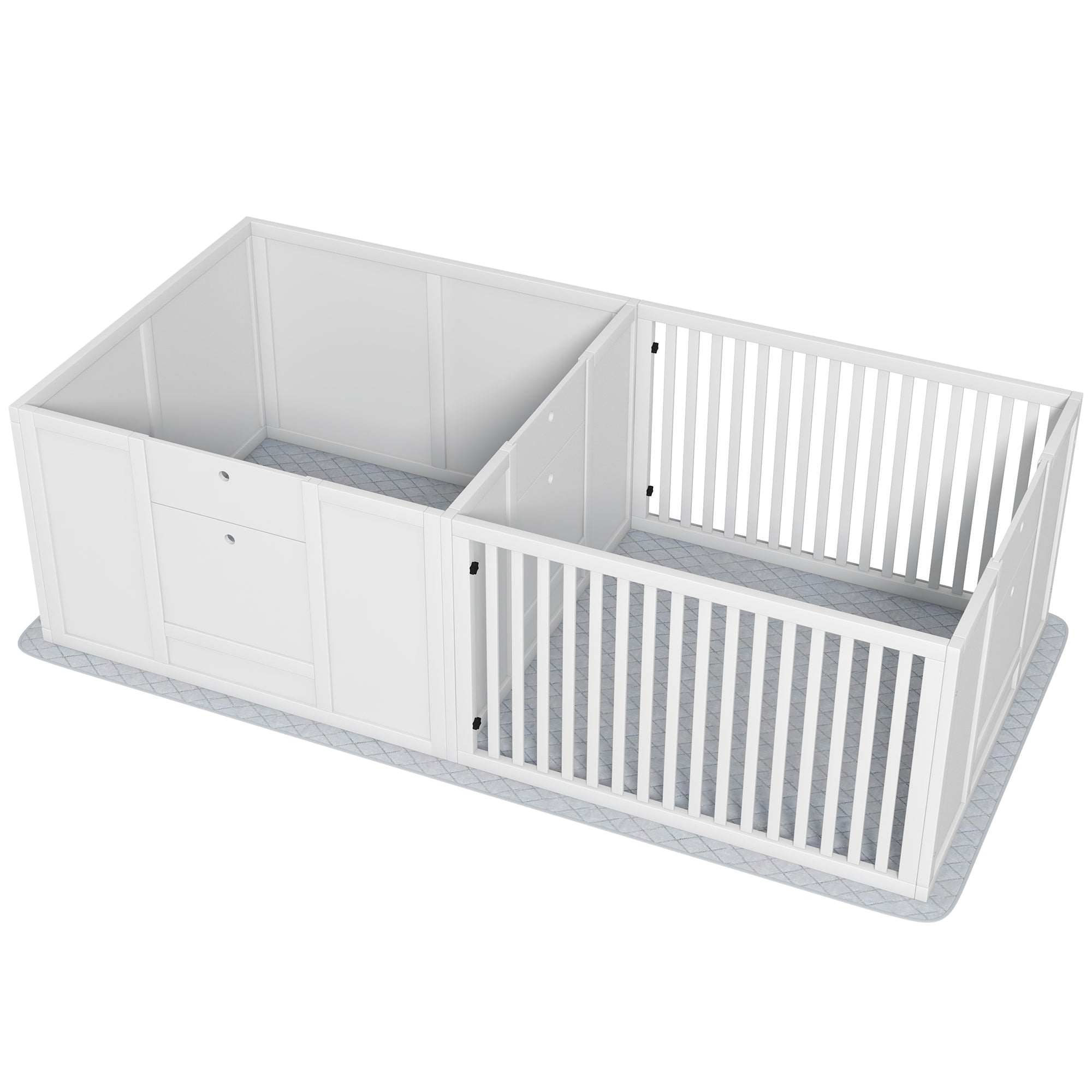 PawHut Whelping Box for Dogs, Dog Whelping Box with Waterproof Pee Pad & Adjustable Door for Small, Medium & Large Breed Dogs, 65" x 31.5"