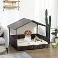 Load image into Gallery viewer, PawHut Outdoor Wicker Dog House with Canopy, Rattan Dog Bed with Soft Cushion Removable Cover for Medium and Large Dogs, Cream White