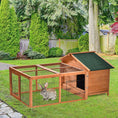 Load image into Gallery viewer, Wooden Rabbit Hutch Outdoor, Guinea Pig Hutch, Detachable Pet House Animal Cage with Openable Run & Roof Lockable Door Slide-out Tray 146 x 95 x 69cm