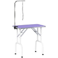 Charger l'image dans la visionneuse de la galerie, 32in Foldable Dog Grooming Table for Small Medium Dogs, Pet Grooming Table for Cats Puppies with Adjustable Arm, Noose and Non-Slip Surface, Purple