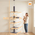 Load image into Gallery viewer, Floor-to-Ceiling Cat Tree, 88.6"-100.4" Adjustable 5-Level Cat Tower with Hammock, 3 Sisal Scratching Posts, Toy Ball, Anti-Tip Rope, Dark Grey