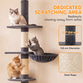 Load image into Gallery viewer, Floor-to-Ceiling Cat Tree, 88.6"-100.4" Adjustable 5-Level Cat Tower with Hammock, 3 Sisal Scratching Posts, Toy Ball, Anti-Tip Rope, Dark Grey
