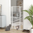 Load image into Gallery viewer, PawHut 59" Extra Tall Pet Gate for Cats, 30"-41" Cat Gate with Small Cat Door, 1.4" Narrow Gap, 2.8" and 5.5" Extension, Pressure Mounted No Drilling Dog Gate for Doorway, Hallway, Stairway, White