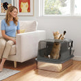 Load image into Gallery viewer, Stainless Steel Cat Litter Box with Lid, XXL Enclosed Cat Litter Box for Big Cats with High Sides, Double Doors, Scoop, Odor Control, Anti-Leaking, Easy Clean, Black