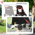 Load image into Gallery viewer, Dog Stroller Pet Pram Dog Pushchair Buggy with Adjustable Canopy for Medium and Large Breeds, Red