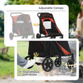 Load image into Gallery viewer, PawHut Dog Stroller for Large Medium Small Dogs up to 66 Lbs. 23.5" in Body Length, One-Click Foldable Pet Cat Stroller with Storage, Shock Absorption Wheels, Mesh Window, Safety Leash, Red