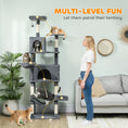 Load image into Gallery viewer, Cat Tree, 202cm Large Cat Tower for Indoor Kittens with 6 Scratching Posts, 2 Condos, 2 Perches, 2 Hammocks, Pompoms, Multi-Level Plush Kitty Activity Centre for Rest and Play, Dark Grey