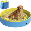 Load image into Gallery viewer, Foldable Dog Pool for Puppies and Ducks, Thickened PVC Dog Paddling Pool Bath Tub Hard Board, Anti-Slip Bottom and Hose Adapter for Easy Drainage, 140 x 30cm, Blue and Yellow