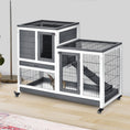 Gallery viewerに画像を読み込む, Rabbit Hutch Indoor Bunny Cage Guinea Pig House on Wheels with Run, Pull Out Trays, Grey and White