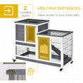 Gallery viewerに画像を読み込む, Rabbit Hutch Indoor Bunny Cage Guinea Pig House on Wheels with Run, Pull Out Trays, Grey and White