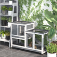 Gallery viewerに画像を読み込む, Rabbit Hutch Indoor Bunny Cage Guinea Pig House on Wheels with Run, Pull Out Trays, Grey and White