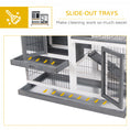Gallery viewerに画像を読み込む, Rabbit Hutch Indoor Bunny Cage Guinea Pig House on Wheels with Run, Pull Out Trays, Grey and White