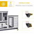Gallery viewerに画像を読み込む, Rabbit Hutch Indoor Bunny Cage Guinea Pig House on Wheels with Run, Pull Out Trays, Grey and White