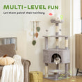 Load image into Gallery viewer, 54 Inch Cat Tree, Cat Tower for Indoor Kittens with Large Cozy Condo, Plush Top Perch, Sisal Scratching Posts, Dangling Toy Ball, Light Grey